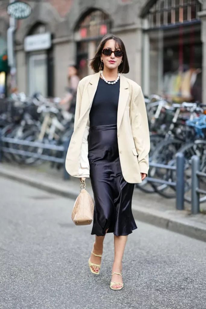 Blazer and Satin Shirt